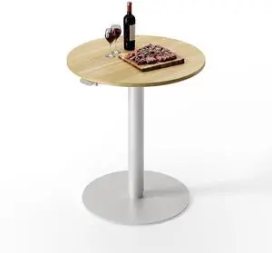 Pneumatic Height Adjustable Round Dining Table, 23.6" Portable Bar Table, Wooden Overbed Table for Laptop, Snacks & Coffee, Ideal for Living Room, Bedroom, Home Office(Black Walnut) Pneumatic Height Adjustable Round Dining Table, 23.6" Portable Bar Table, Wooden Overbed Table for Laptop, Snacks & Coffee, Ideal for Living Room, Bedroom, Home Office(Black Walnut)