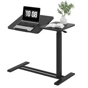 Small Rolling Overbed Table Adjustable Height with Wheels, Mobile Laptop Desk with Tilting Desktop, Portable Computer Workstation for Home Office, Classroom, Bedside, Black Small Rolling Overbed Table Adjustable Height with Wheels, Mobile Laptop Desk with Tilting Desktop, Portable Computer Workstation for Home Office, Classroom, Bedside, Black