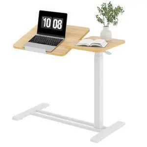 Small Rolling Overbed Table Adjustable Height with Wheels, Mobile Laptop Desk with Tilting Desktop, Portable Computer Workstation for Home Office, Classroom, Bedside, Maple Small Rolling Overbed Table Adjustable Height with Wheels, Mobile Laptop Desk with Tilting Desktop, Portable Computer Workstation for Home Office, Classroom, Bedside, Maple