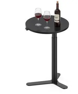 Pneumatic Height Adjustable Round Dining Table, 19.7" Portable Bar Table, Wooden Overbed Table for Laptop, Snacks & Coffee, Ideal for Living Room, Bedroom, Home Office(Black) Pneumatic Height Adjustable Round Dining Table, 19.7" Portable Bar Table, Wooden Overbed Table for Laptop, Snacks & Coffee, Ideal for Living Room, Bedroom, Home Office(Black)