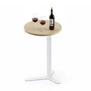 Pneumatic Height Adjustable Round Dining Table, 19.7" Portable Bar Table, Wooden Overbed Table for Laptop, Snacks & Coffee, Ideal for Living Room, Bedroom, Home Office(Wood Grain) Pneumatic Height Adjustable Round Dining Table, 19.7" Portable Bar Table, Wooden Overbed Table for Laptop, Snacks & Coffee, Ideal for Living Room, Bedroom, Home Office(Wood Grain)