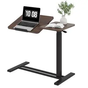 Small Rolling Overbed Table Adjustable Height with Wheels, Mobile Laptop Desk with Tilting Desktop, Portable Computer Workstation for Home Office, Classroom, Bedside, Black Walnut Small Rolling Overbed Table Adjustable Height with Wheels, Mobile Laptop Desk with Tilting Desktop, Portable Computer Workstation for Home Office, Classroom, Bedside, Black Walnut