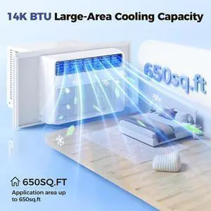 14K BTU Window Air Conditioner, 4-in-1 Window AC Unit Cooler, Washable Filter, White 14K BTU Window Air Conditioner, 4-in-1 Window AC Unit Cooler, Washable Filter, White
