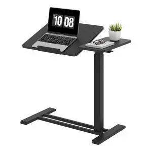 Small Rolling Overbed Table Adjustable Height with Wheels, Mobile Laptop Desk with Tilting Desktop, Portable Computer Workstation for Home Office, Classroom, Bedside, Black Small Rolling Overbed Table Adjustable Height with Wheels, Mobile Laptop Desk with Tilting Desktop, Portable Computer Workstation for Home Office, Classroom, Bedside, Black