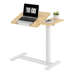 Small Rolling Overbed Table Adjustable Height with Wheels, Mobile Laptop Desk with Tilting Desktop, Portable Computer Workstation for Home Office, Classroom, Bedside, Maple Small Rolling Overbed Table Adjustable Height with Wheels, Mobile Laptop Desk with Tilting Desktop, Portable Computer Workstation for Home Office, Classroom, Bedside, Maple