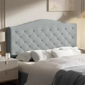 Upholstered Headboard Queen Size with 4" Thickened High-Density Sponge, Modern Button-Tufted Queen Headboard Only, Luxury Chenille Fabric, Easy Assembly, Grey Upholstered Headboard Queen Size with 4" Thickened High-Density Sponge, Modern Button-Tufted Queen Headboard Only, Luxury Chenille Fabric, Easy Assembly, Grey