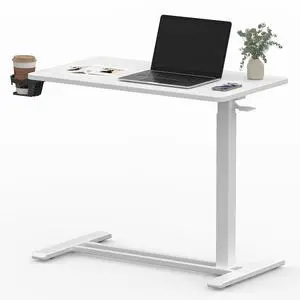 Adjustable Overbed Bedside Table Pneumatic Adjustable Height Laptop Computer Standing Desk Cart with Tray, Hospital and Home Use(23.6" W x 13.8" D,White) Adjustable Overbed Bedside Table Pneumatic Adjustable Height Laptop Computer Standing Desk Cart with Tray, Hospital and Home Use(23.6" W x 13.8" D,White)
