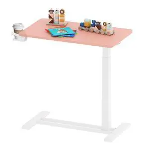 Medical Adjustable Overbed Bedside Table with Hidden Casters, Pneumatic Mobile Laptop Computer Standing Desk Cart with Tray, Hospital and Home Use(27.6" W x 15.7" D, Pink) Medical Adjustable Overbed Bedside Table with Hidden Casters, Pneumatic Mobile Laptop Computer Standing Desk Cart with Tray, Hospital and Home Use(27.6" W x 15.7" D, Pink)