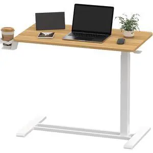 Medical Adjustable Overbed Bedside Table with Hidden Casters, Pneumatic Mobile Laptop Computer Standing Desk Cart with Tray, Hospital and Home Use(31.5" W x 17.7" D, Maple) Medical Adjustable Overbed Bedside Table with Hidden Casters, Pneumatic Mobile Laptop Computer Standing Desk Cart with Tray, Hospital and Home Use(31.5" W x 17.7" D, Maple)