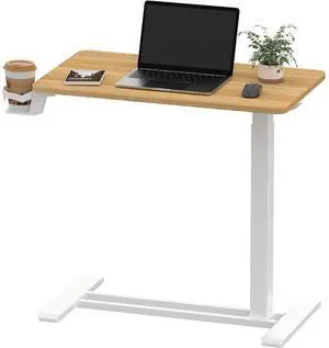 Medical Adjustable Overbed Bedside Table with Hidden Casters, Pneumatic Mobile Laptop Computer Standing Desk Cart with Tray, Hospital and Home Use(27.6" W x 15.7" D, Maple) Medical Adjustable Overbed Bedside Table with Hidden Casters, Pneumatic Mobile Laptop Computer Standing Desk Cart with Tray, Hospital and Home Use(27.6" W x 15.7" D, Maple)