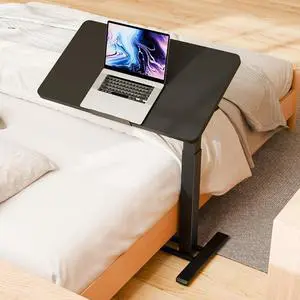 Medical Adjustable Overbed Bedside Table with Casters 90° Tilt Top Pneumatic Mobile Rolling Laptop Computer Standing Desk Cart with Tray, Hospital and Home Use(31.5" W x 17.7" D, Black) Medical Adjustable Overbed Bedside Table with Casters 90° Tilt Top Pneumatic Mobile Rolling Laptop Computer Standing Desk Cart with Tray, Hospital and Home Use(31.5" W x 17.7" D, Black)