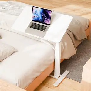 Medical Adjustable Overbed Bedside Table with Casters 90° Tilt Top Pneumatic Mobile Rolling Laptop Computer Standing Desk Cart with Tray, Hospital and Home Use(31.5" W x 17.7" D, White) Medical Adjustable Overbed Bedside Table with Casters 90° Tilt Top Pneumatic Mobile Rolling Laptop Computer Standing Desk Cart with Tray, Hospital and Home Use(31.5" W x 17.7" D, White)