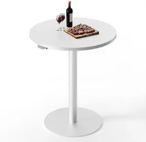Pneumatic Height Adjustable Round Dining Table, 27.5" Portable Bar Table, Wooden Overbed Table for Laptop, Snacks & Coffee, Ideal for Living Room, Bedroom, Home Office(Black) Pneumatic Height Adjustable Round Dining Table, 27.5" Portable Bar Table, Wooden Overbed Table for Laptop, Snacks & Coffee, Ideal for Living Room, Bedroom, Home Office(Black)