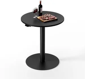 Pneumatic Height Adjustable Round Dining Table, 23.6" Portable Bar Table, Wooden Overbed Table for Laptop, Snacks & Coffee, Ideal for Living Room, Bedroom, Home Office(Black Walnut) Pneumatic Height Adjustable Round Dining Table, 23.6" Portable Bar Table, Wooden Overbed Table for Laptop, Snacks & Coffee, Ideal for Living Room, Bedroom, Home Office(Black Walnut)