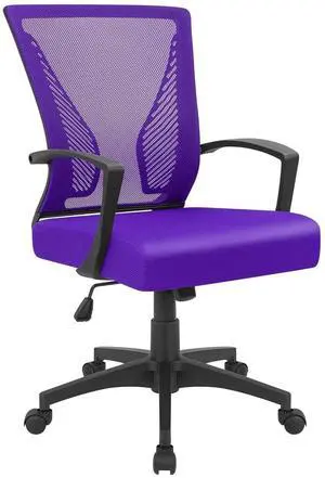 Office Chair Ergonomic Computer Desk Mesh Chair Mid Back Swivel Lumbar Support with Armrest (1, Violet) Office Chair Ergonomic Computer Desk Mesh Chair Mid Back Swivel Lumbar Support with Armrest (1, Violet)