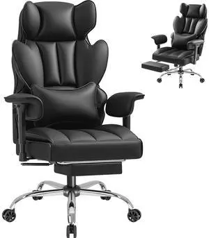 Big and Tall Office Chair, High Back Gaming Chair with Footrest for Heavy People, 400LBS Ergonomic Comfy Office Chair with Adjustable Armrests for Home Office (Black) Big and Tall Office Chair, High Back Gaming Chair with Footrest for Heavy People, 400LBS Ergonomic Comfy Office Chair with Adjustable Armrests for Home Office (Black)