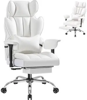 Big and Tall Office Chair, High Back Gaming Chair with Footrest for Heavy People, 400LBS Ergonomic Comfy Office Chair with Adjustable Armrests for Home Office (White) Big and Tall Office Chair, High Back Gaming Chair with Footrest for Heavy People, 400LBS Ergonomic Comfy Office Chair with Adjustable Armrests for Home Office (White)