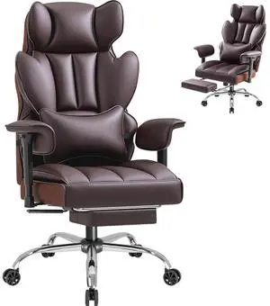 Big and Tall Office Chair, High Back Gaming Chair with Footrest for Heavy People, 400LBS Ergonomic Comfy Office Chair with Adjustable Armrests for Home Office (Brown) Big and Tall Office Chair, High Back Gaming Chair with Footrest for Heavy People, 400LBS Ergonomic Comfy Office Chair with Adjustable Armrests for Home Office (Brown)
