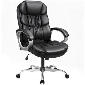 Office Chair PU Leather High Back Executive Chair Ergonomic Computer Chair, Modern Adjustable Home Desk Chair Swivel Managerial Chair with Padded Armrests and Lumbar Support (Black) Office Chair PU Leather High Back Executive Chair Ergonomic Computer Chair, Modern Adjustable Home Desk Chair Swivel Managerial Chair with Padded Armrests and Lumbar Support (Black)