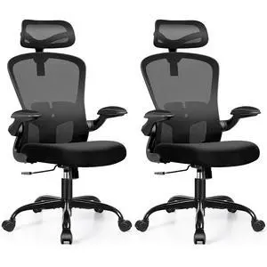 Office Chair Ergonomic Desk Chair with Headrest, High Back Computer with Adjustable Lumbar Support and Wheels,Executive Swivel Comfy with flip-up Armrests for Home Office,Pack of 2 Office Chair Ergonomic Desk Chair with Headrest, High Back Computer with Adjustable Lumbar Support and Wheels,Executive Swivel Comfy with flip-up Armrests for Home Office,Pack of 2