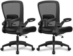 Office Chair, Ergonomic Desk Chair Breathable Mesh Chairs Adjustable High Back Lumbar Support Flip-up Armrests, Executive Rolling Swivel Comfy Computer Chairs Home Office Black, Pack of 2 Office Chair, Ergonomic Desk Chair Breathable Mesh Chairs Adjustable High Back Lumbar Support Flip-up Armrests, Executive Rolling Swivel Comfy Computer Chairs Home Office Black, Pack of 2