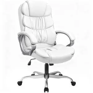Office Chair PU Leather High Back Executive Chair Ergonomic Computer Chair, Modern Adjustable Home Desk Chair Swivel Managerial Chair with Padded Armrests and Lumbar Support (White) Office Chair PU Leather High Back Executive Chair Ergonomic Computer Chair, Modern Adjustable Home Desk Chair Swivel Managerial Chair with Padded Armrests and Lumbar Support (White)