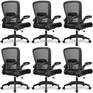 Office Chair, Ergonomic Desk Chair Breathable Mesh Chairs Adjustable High Back Lumbar Support Flip-up Armrests, Executive Rolling Swivel Comfy Computer Chairs Home Office Black, Pack of 6 Office Chair, Ergonomic Desk Chair Breathable Mesh Chairs Adjustable High Back Lumbar Support Flip-up Armrests, Executive Rolling Swivel Comfy Computer Chairs Home Office Black, Pack of 6
