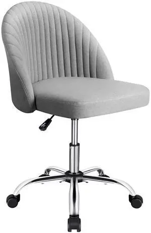 Home Office Desk Chair Vanity Chair Twill Upholstered Adjustable Mid-Back Armless Swivel Task Chair Modern Fabric Office Chairs with Wheels for Bedroom, Living Room (Pale Gray) Home Office Desk Chair Vanity Chair Twill Upholstered Adjustable Mid-Back Armless Swivel Task Chair Modern Fabric Office Chairs with Wheels for Bedroom, Living Room (Pale Gray)