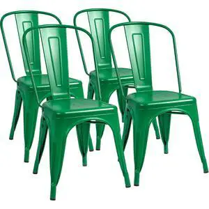 Metal Dining Chair Indoor Outdoor Use Stackable Classic Trattoria Chair Chic Dining Bistro Cafe Side Metal Chairs Set of 4 (Green) Metal Dining Chair Indoor Outdoor Use Stackable Classic Trattoria Chair Chic Dining Bistro Cafe Side Metal Chairs Set of 4 (Green)