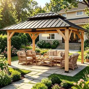 10' x 12' Wooden Gazebo,Patio Hardtop Gazebo Wood,DIY Color Permanent Pavilion with Galvanized Steel Double Metal Roof for Backyard, Deck(Windproof, Snow-Load Bearing, Waterproof, Rustproof) 10' x 12' Wooden Gazebo,Patio Hardtop Gazebo Wood,DIY Color Permanent Pavilion with Galvanized Steel Double Metal Roof for Backyard, Deck(Windproof, Snow-Load Bearing, Waterproof, Rustproof)