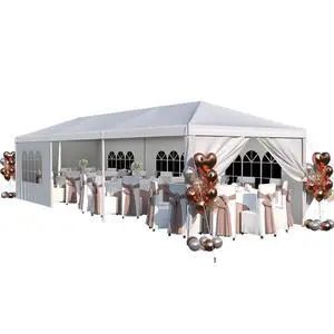 10'x30' Heavy Duty Waterproof Party Tent Large Outdoor Gazebo with Removable Sidewalls & 2 Doors for Weddings, Markets & Gatherings (White) 10'x30' Heavy Duty Waterproof Party Tent Large Outdoor Gazebo with Removable Sidewalls & 2 Doors for Weddings, Markets & Gatherings (White)