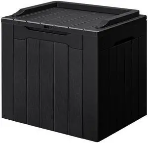 30 Gallon Small Deck Box Outdoor Waterproof Resin Storage Box Lockable Storage Container Outside Package Delivery Box (Black) 30 Gallon Small Deck Box Outdoor Waterproof Resin Storage Box Lockable Storage Container Outside Package Delivery Box (Black)