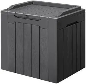 30 Gallon Small Deck Box Outdoor Waterproof Resin Storage Box Lockable Storage Container Outside Package Delivery Box (Gray) 30 Gallon Small Deck Box Outdoor Waterproof Resin Storage Box Lockable Storage Container Outside Package Delivery Box (Gray)