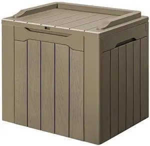 30 Gallon Small Deck Box Outdoor Waterproof Resin Storage Box Lockable Storage Container Outside Package Delivery Box (Beige) 30 Gallon Small Deck Box Outdoor Waterproof Resin Storage Box Lockable Storage Container Outside Package Delivery Box (Beige)
