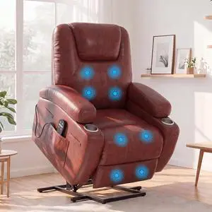 Power Lift Recliner Chair for Elderly (Leathaire, Light Brown) | Recliner Chair Massage Ergonomic Lift Chair Cup Holders for Living Room Power Lift Recliner Chair for Elderly (Leathaire, Light Brown) | Recliner Chair Massage Ergonomic Lift Chair Cup Holders for Living Room