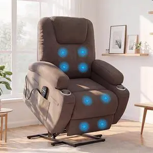 Power Lift Recliner Chair for Elderly, Lift Chair (Dark Brown) | Recliner Chair Massage Ergonomic Lift Chair Cup Holder for Living Room Power Lift Recliner Chair for Elderly, Lift Chair (Dark Brown) | Recliner Chair Massage Ergonomic Lift Chair Cup Holder for Living Room