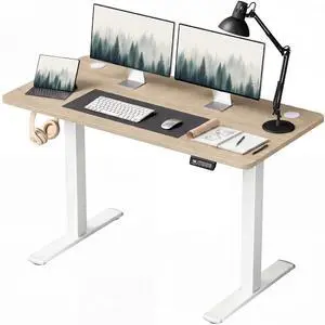 Electric Height Adjustable Standing Desk Large 48 x 24 Inches Sit Stand up Desk Home Office Computer Desk Memory Preset with T-Shaped Metal Bracket, Wood Electric Height Adjustable Standing Desk Large 48 x 24 Inches Sit Stand up Desk Home Office Computer Desk Memory Preset with T-Shaped Metal Bracket, Wood