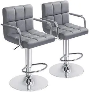 Bar Stools with Armrest Modern Velvet Swivel Adjustable Hydraulic Bar Stool X-Large Base and Seat Square Counter Height Stool Set of 2 (Gray) Bar Stools with Armrest Modern Velvet Swivel Adjustable Hydraulic Bar Stool X-Large Base and Seat Square Counter Height Stool Set of 2 (Gray)