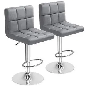 Bar Stools Armless Modern Velvet Swivel Adjustable Hydraulic Bar Stool Square Counter Height Stool Set of 2 (Light Grey) Bar Stools Armless Modern Velvet Swivel Adjustable Hydraulic Bar Stool Square Counter Height Stool Set of 2 (Light Grey)