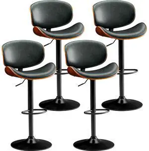 Bar Stools Set of 4 Adjustable Swivel Bentwood Barstools PU Leather Modern Bar Chairs with Back & Footrest for Bar, Kitchen Island, Dining Room (Grenn, Set of 4) Bar Stools Set of 4 Adjustable Swivel Bentwood Barstools PU Leather Modern Bar Chairs with Back & Footrest for Bar, Kitchen Island, Dining Room (Grenn, Set of 4)