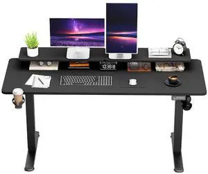 Electric Standing Desk, 63 x 24 Inches Sit Stand up Desk, Sit Stand Height Adjustable Home Office Desk with Monitor Stand (Black, 63) Electric Standing Desk, 63 x 24 Inches Sit Stand up Desk, Sit Stand Height Adjustable Home Office Desk with Monitor Stand (Black, 63)