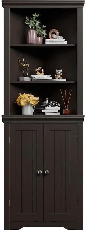 62" Corner Cabinet, Bathroom Storage Cabinet with 6 Adjustable Shelves & 2 Doors, Freestanding Corner Shelf for Living Room, Bathroom, Kitchen (Brown) 62" Corner Cabinet, Bathroom Storage Cabinet with 6 Adjustable Shelves & 2 Doors, Freestanding Corner Shelf for Living Room, Bathroom, Kitchen (Brown)