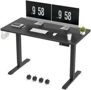 Electric Standing Desk, 47 x 24 Inches Height Adjustable Desk with Removable Casters, Home Office Computer Desk (Carbon Black) Electric Standing Desk, 47 x 24 Inches Height Adjustable Desk with Removable Casters, Home Office Computer Desk (Carbon Black)