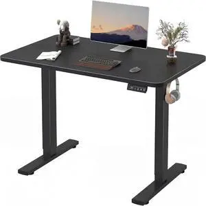 Electric Height Adjustable Standing Desk Large 40 x 24 Inches Sit Stand up Desk Home Office Computer Desk Memory Preset with T-Shaped Metal Bracket, Black Electric Height Adjustable Standing Desk Large 40 x 24 Inches Sit Stand up Desk Home Office Computer Desk Memory Preset with T-Shaped Metal Bracket, Black