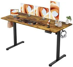 Electric Standing Desk, 55 x 24 Inches Sit Stand up Desk, Sit Stand Height Adjustable Home Office Desk with 4 Height Position Memory (Rustic Brown, 55) Electric Standing Desk, 55 x 24 Inches Sit Stand up Desk, Sit Stand Height Adjustable Home Office Desk with 4 Height Position Memory (Rustic Brown, 55)