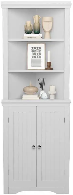 Corner Cabinet Corner Bathroom Cabinet with 2 Doors and 3 Tier Shelves Free Standing Corner Storage Cabinet for Bathroom, Living Room, Bedroom or Kitchen (White) Corner Cabinet Corner Bathroom Cabinet with 2 Doors and 3 Tier Shelves Free Standing Corner Storage Cabinet for Bathroom, Living Room, Bedroom or Kitchen (White)