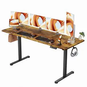 Electric Standing Desk, 63 x 24 Inches Sit Stand up Desk, Sit Stand Height Adjustable Home Office Desk with 4 Height Position Memory (Rustic Brown, 63) Electric Standing Desk, 63 x 24 Inches Sit Stand up Desk, Sit Stand Height Adjustable Home Office Desk with 4 Height Position Memory (Rustic Brown, 63)