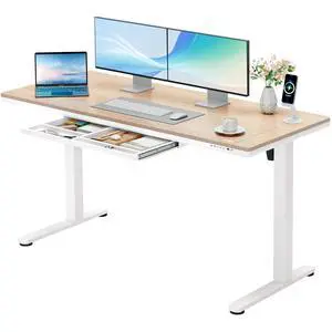 Electric Standing Desk with Drawers, Adjustable Height Sit Stand Desk with One-Piece Desktop & USB Charging Port for Home Office Computer Desks (Bamboo Desktop, 55 Inch) Electric Standing Desk with Drawers, Adjustable Height Sit Stand Desk with One-Piece Desktop & USB Charging Port for Home Office Computer Desks (Bamboo Desktop, 55 Inch)