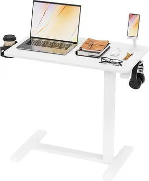 Mobile Standing Desk with Wheels, Pneumatic Adjustable Rolling Computer Desk Laptop Table for Bed, Couch (White-1,Small) Mobile Standing Desk with Wheels, Pneumatic Adjustable Rolling Computer Desk Laptop Table for Bed, Couch (White-1,Small)