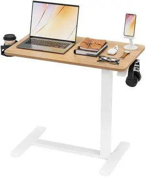 Mobile Standing Desk with Wheels, Pneumatic Adjustable Rolling Computer Desk Laptop Table for Bed, Couch (Maple, Small) Mobile Standing Desk with Wheels, Pneumatic Adjustable Rolling Computer Desk Laptop Table for Bed, Couch (Maple, Small)